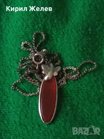 ПРЕЛЕСТНО СРЕБЪРНО КОЛИЕ ВЕРИЖКА със СКЪПОЦЕНЕН СРЕБЪРЕН ПЕНДАНТ СРЕБРО 925 с ШЛИФОВАН КАРНЕОЛ 40602, снимка 14 - Колиета, медальони, синджири - 50342278