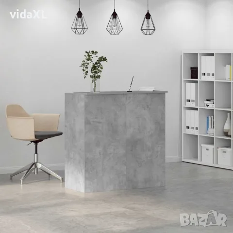 vidaXL Приемно бюро, бетонно сиво, 100x50x103,5 см, инженерно дърво, снимка 4 - Бюра - 56147065