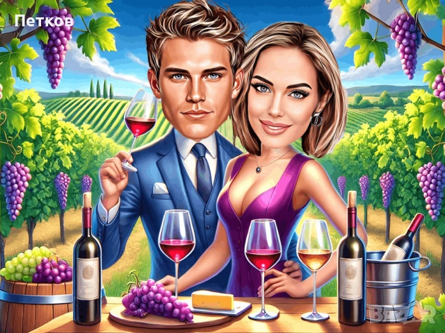 Дигитални карикатури-шарж за свети Валентин и Трифон Зарезан, снимка 3 - Картини - 53117250