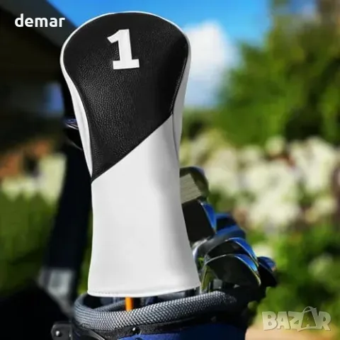 Комплект Golf headcovers за драйвър, феъруейууд и хибрид – синтетична кожа, мека подплата, с, снимка 7 - Голф - 55827455