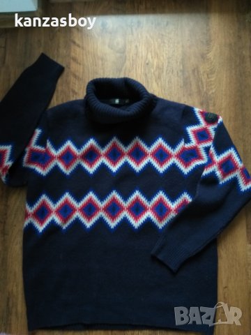 g-star javdi diamond jacquard turtle knit - страхотен мъжки пуловер ЛАМСКА ВЪЛНА, снимка 6 - Пуловери - 39545647