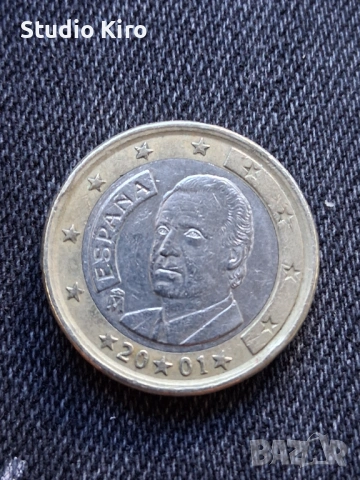  Много рядка монета с колекционерска стойност. 1 евро Испания от 2001г Изпращам по Еконт с преглед