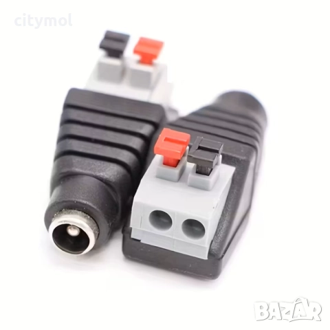 2 броя конектори мъжки и женски, 5.5 мм x 2.1 мм, за камери и др. Бърза връзка, без болтчета