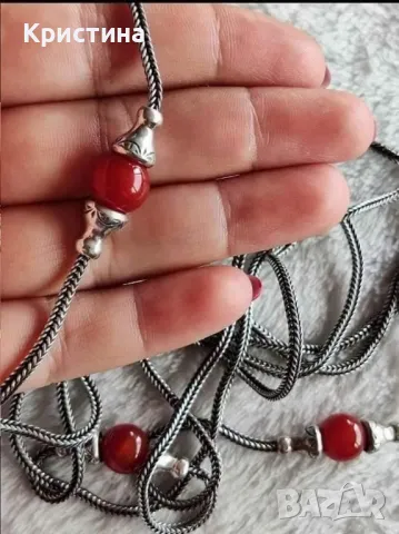 Масивно старинно сребърно колие, снимка 4 - Колиета, медальони, синджири - 49128335