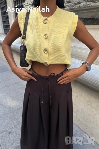 Дамски широк панталон с висока талия – елегантен модел, снимка 3 - Панталони - 52795200