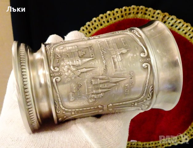 Чаша,халба от калай,архитектура,220 мл., снимка 4 - Антикварни и старинни предмети - 41790363