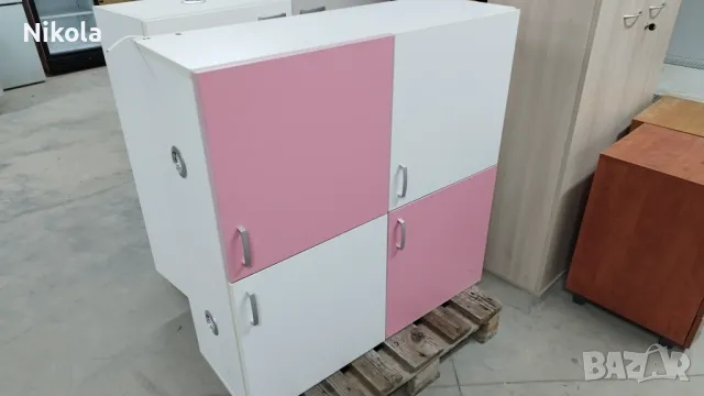 Шкаф за стена 4 врати бяло и розово 100/100/35см, снимка 6 - Шкафове - 49601143