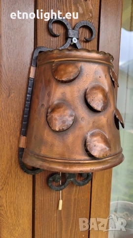 Старинни стенни лампи аплици с метални капаци в меден цвят и ковано желязо , снимка 3 - Лампи за стена - 53867967