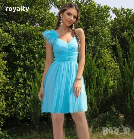 Официална рокля с тюл Два цвята 