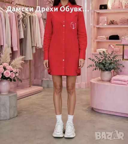 Alessa дамка дълга червена риза  , снимка 3 - Ризи - 55244655