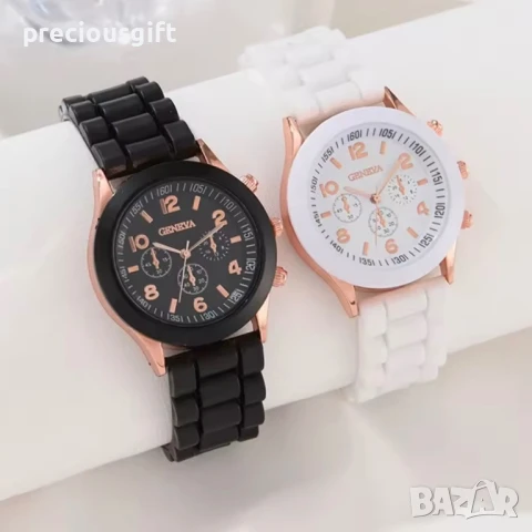Дамски часовник, наличен в черно и бяло, снимка 2 - Дамски - 51132211
