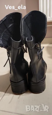 черни кожени ботуши с железни орнаменти , снимка 6 - Дамски ботуши - 48162068