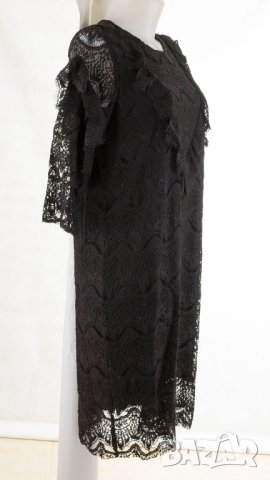 Памучна дантелена рокля в черно La Aurora - XL, снимка 4 - Рокли - 42605616