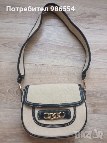 Нова дамска бежова чанта