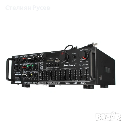 НОВ 1502  Усилвател AV-MP326BT 2x60W с блутут цена 50 евро или 97.79лева смр - 220 волта , електриче
