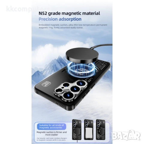 ABEEL Алуминиев Магнитен Калъф за Samsung S26 - PC+TPU, N52 магнит, Вентилация, 5 цвята, снимка 4 - Резервни части за телефони - 53854201