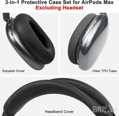 Резервен комплект SOULWIT за AirPods Max, черно, снимка 4 - Други - 48011030