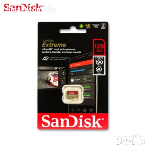 Карта памет 128GB SANDISK EXTREME MicroSD, 190MB/S, CLASS 10, UHS-1 U3, снимка 3 - Карти памет - 53057161