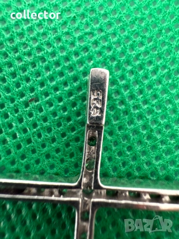 Сребърно кръстче с циркони. №7632, снимка 4 - Антикварни и старинни предмети - 52481572