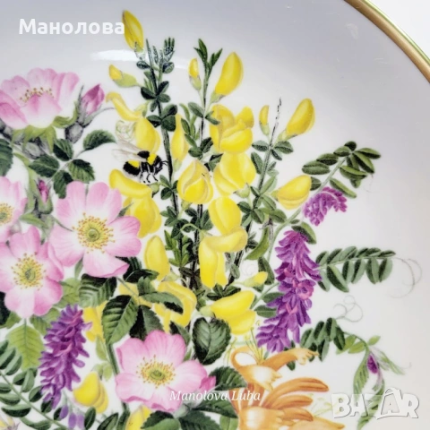 Декоративна порцеланова чиния Caverswall от колекцията WILDFLOWERS., снимка 3 - Други ценни предмети - 53123894