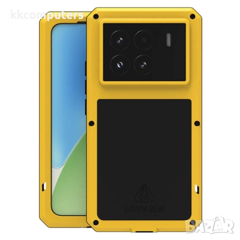 Xiaomi 15 Pro Удароустойчив LOVE MEI Метал + Силикон Калъф + Закалено Стъкло – Черен, Червен, Сребри, снимка 2 - Калъфи, кейсове - 51499251