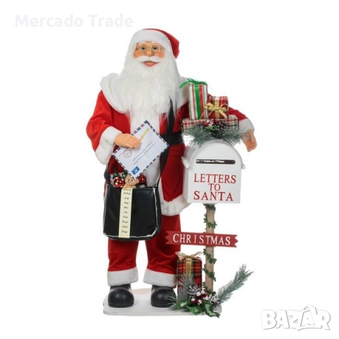 Коледна реалистична фигура на Дядо Коледа - пощальон със светлина и музика, 100см, снимка 2 - Декорация за дома - 52325085