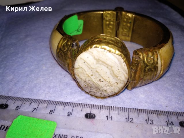 СТАРА ТИБЕТСКА БРОНЗОВА СКЪПОЦЕННА РЯДКА ГРИВНА с КАМИЛСКА КОСТ и НУЖДА от ЛЕКА РЕСТАВРАЦИЯ! 38338