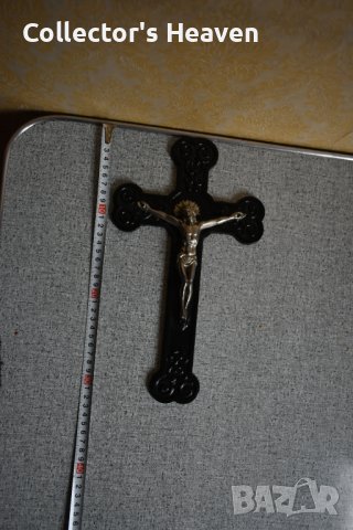 Стоманен старинен кръст разпятие религия Исус , снимка 3 - Антикварни и старинни предмети - 40538284