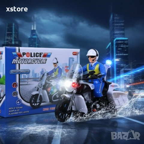 Полицейски мотор със светлини и звук – движение, екшън и усмивки, снимка 3 - Коли, камиони, мотори, писти - 52739672