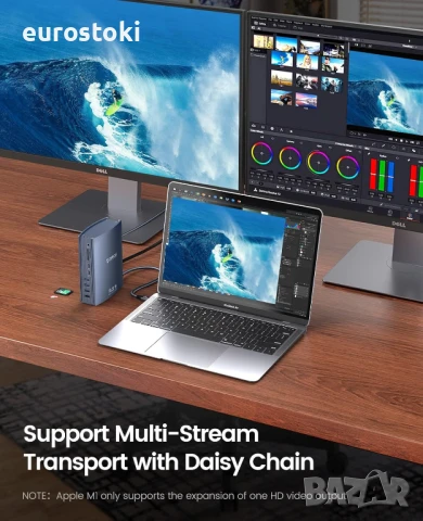 ORICO TB3-S3 Thunderbolt 3 Докинг станция 15-в-1 USB C, 60 W 40 Gbps за лаптопи с USB C, два 4K @ 60, снимка 6 - Кабели и адаптери - 51291508