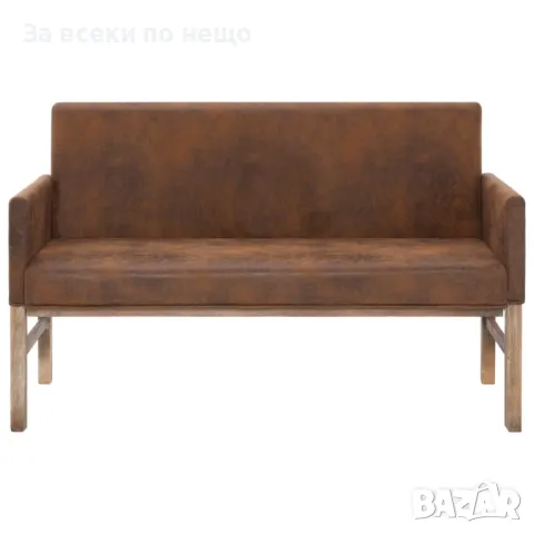 Пейка с подлакътници, 140 см, кафява, изкуствен велур Код P336, снимка 4 - Градински мебели, декорация  - 49797966