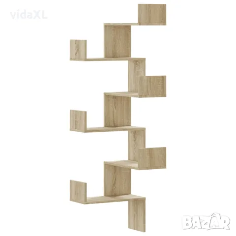 vidaXL Стенен ъглов рафт, дъб сонома, 45x45x147 см, инженерно дърво, снимка 1 - Етажерки - 56148293