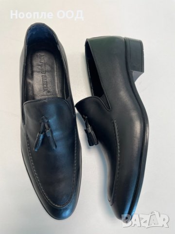  Мъжки кожени официални обувки - Черни -45, снимка 1 - Официални обувки - 41539276