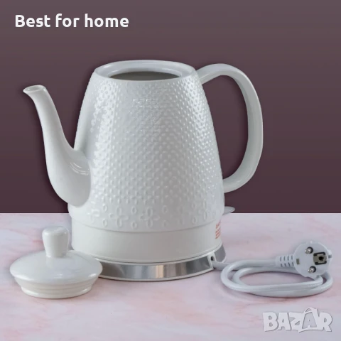 Електрическа кана керамична 1,5 литра с подвижен капак, снимка 7 - Съдове за готвене - 51032561