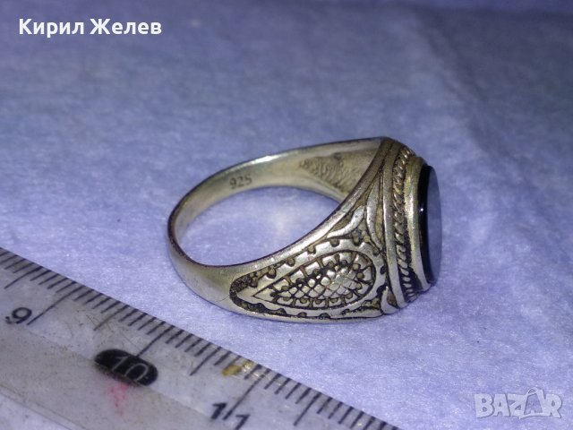 СКЪПОЦЕНЕН ОРНАМЕНТИРАН РЕТРО СРЕБЪРЕН ПРЪСТЕН СРЕБРО 925 АНГЛИЯ ЮВЕЛИРНО ШЛИФОВАН ЧЕРЕН ОНИКС 40625, снимка 13 - Пръстени - 42656041
