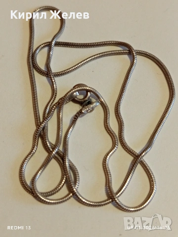 Сребърен синджир плетка тип Змийска кожа майсторска ръчна изработка 52684, снимка 7 - Колиета, медальони, синджири - 53045351
