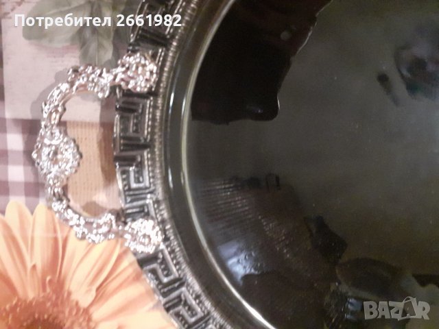 Невероятен стъклен поднос с дръжки с мотив на Версаче, снимка 2 - Сервизи - 41247970