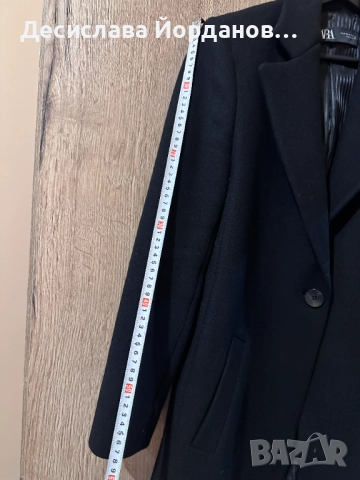 Черно дамско палто с вълна, снимка 2 - Палта, манта - 52297211