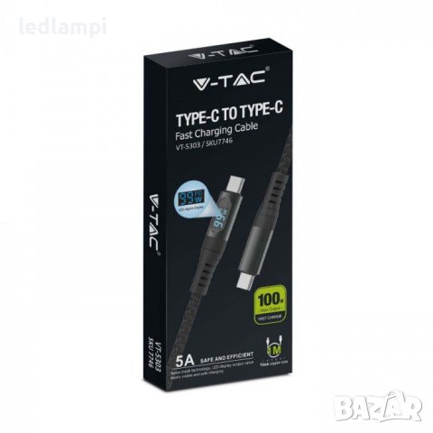 Кабел Тип-С Към Тип-С 1m Черен С LED Дисплей, снимка 7 - USB кабели - 39301551