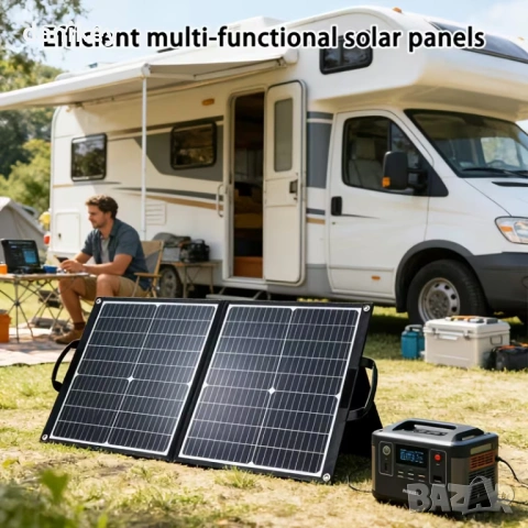 Мощен Сгъваем Соларен Панел 120W (Peak) – Монокристален | USB-C, XT60, DC за Къмпинг