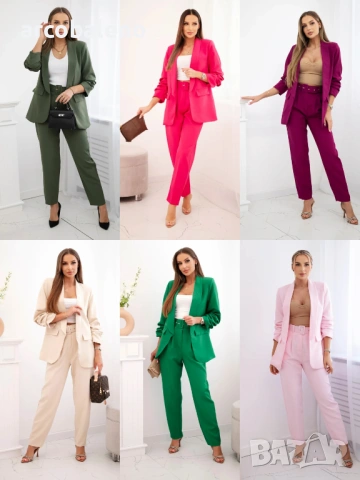 Дамски елегантен комплект сако и панталон, 9цвята 