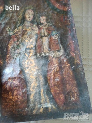 Стара творба- икона, масло върху платно,детайлно майсторско изпълнение , снимка 5 - Антикварни и старинни предмети - 50927913