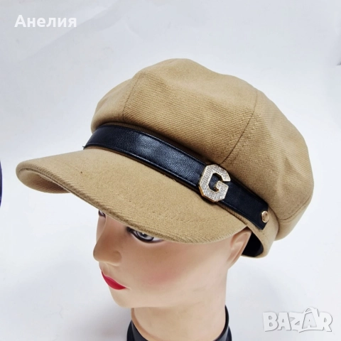 Елегантна дамска шапка тип фуражка, снимка 6 - Шапки - 52664842