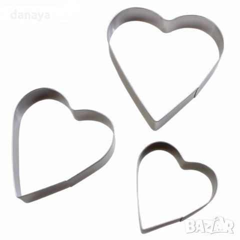 2359 Комплект метални форми за сладки сърца резци за тесто сърце, 3 броя, снимка 3 - Форми - 33939836