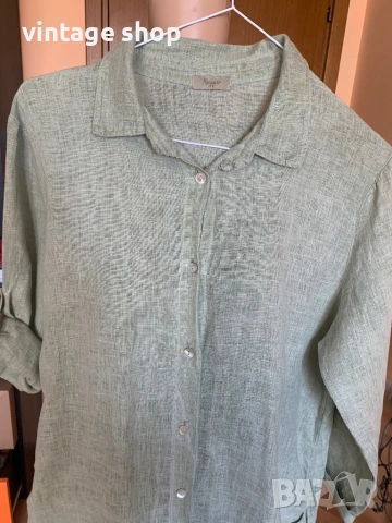 Ленена туника( тип риза) в цвят резеда, снимка 8 - Рокли - 53866063