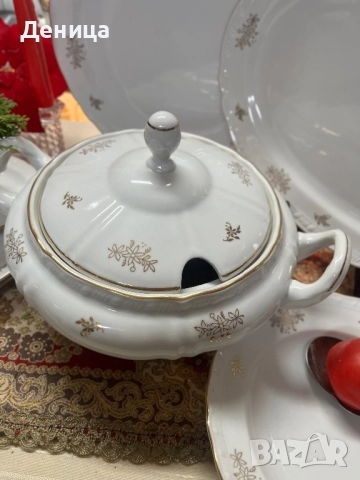 MSB Czechoslovakia 1935-1945 Класиката е винаги на мода⚜️ Бяло и злато с елегантен релеф⚜️ , снимка 3 - Сервизи - 52832483