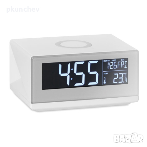 LED часовник с термометър, безжично зарядно и нощна светлина