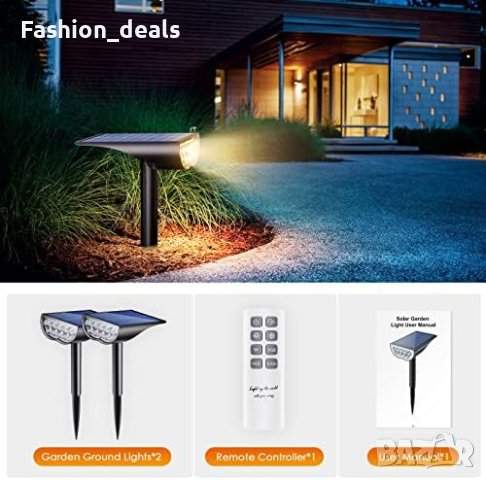 Нови 2 броя Водоустойчиви Слънчеви светлини лампи за градина пътека /Многоцветни , снимка 3 - Соларни лампи - 41651047