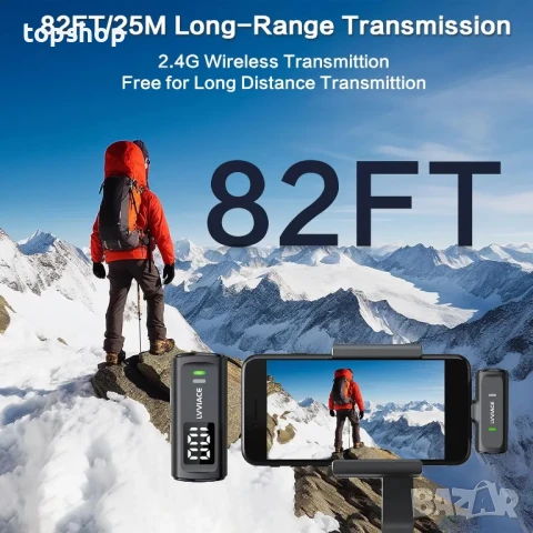 НОВИ Безжични микрофони Lavalier за телефон за iPhone и iPad с 40 часа предавател, дигитален дисплей, снимка 7 - Аксесоари за Apple - 50577149