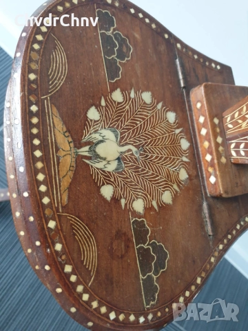 Стара индийска дървена тоалетка-кутия с огледало/инкрустации от слонова кост/113см, снимка 5 - Антикварни и старинни предмети - 51431921